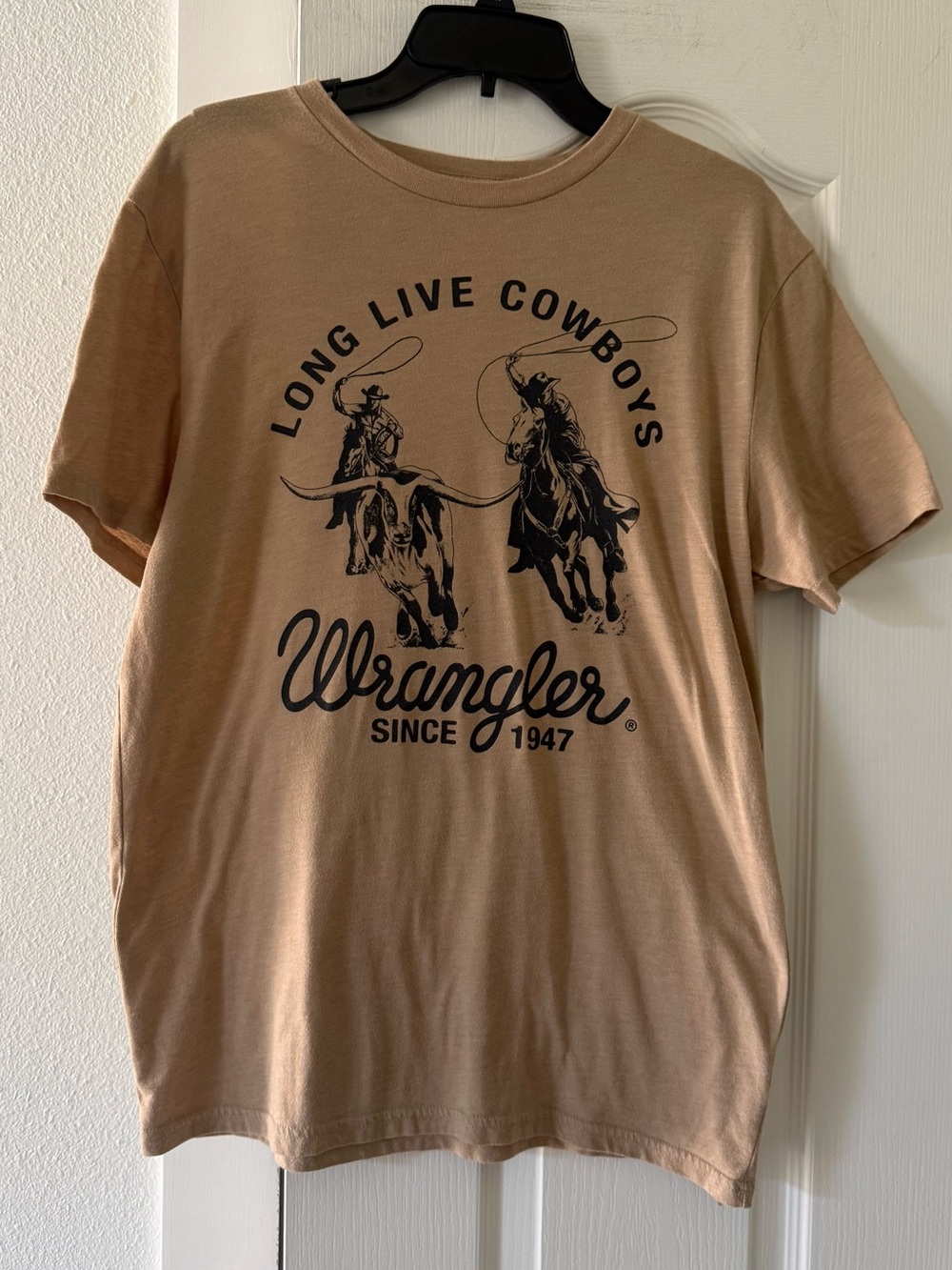 Wrangler Long Live Cowboys Graphic Tee Tan Western Rodeo Men’s M